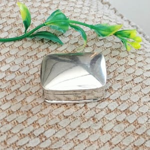 Sterling Silver Pill Box, minimalist design with hinged lid, 925 hallmark