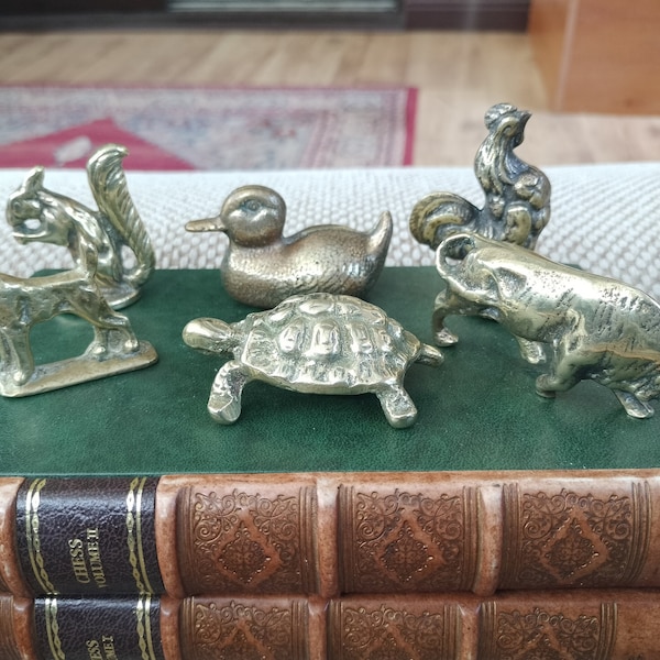 Vintage Brass Animals, choose from squirrel /duck /rooster /dog /turtle /bull