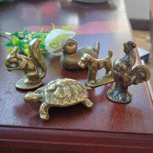 Choice of Brass Animal (squirrel, duck, rooster, dog, tortoise) cute desk buddy