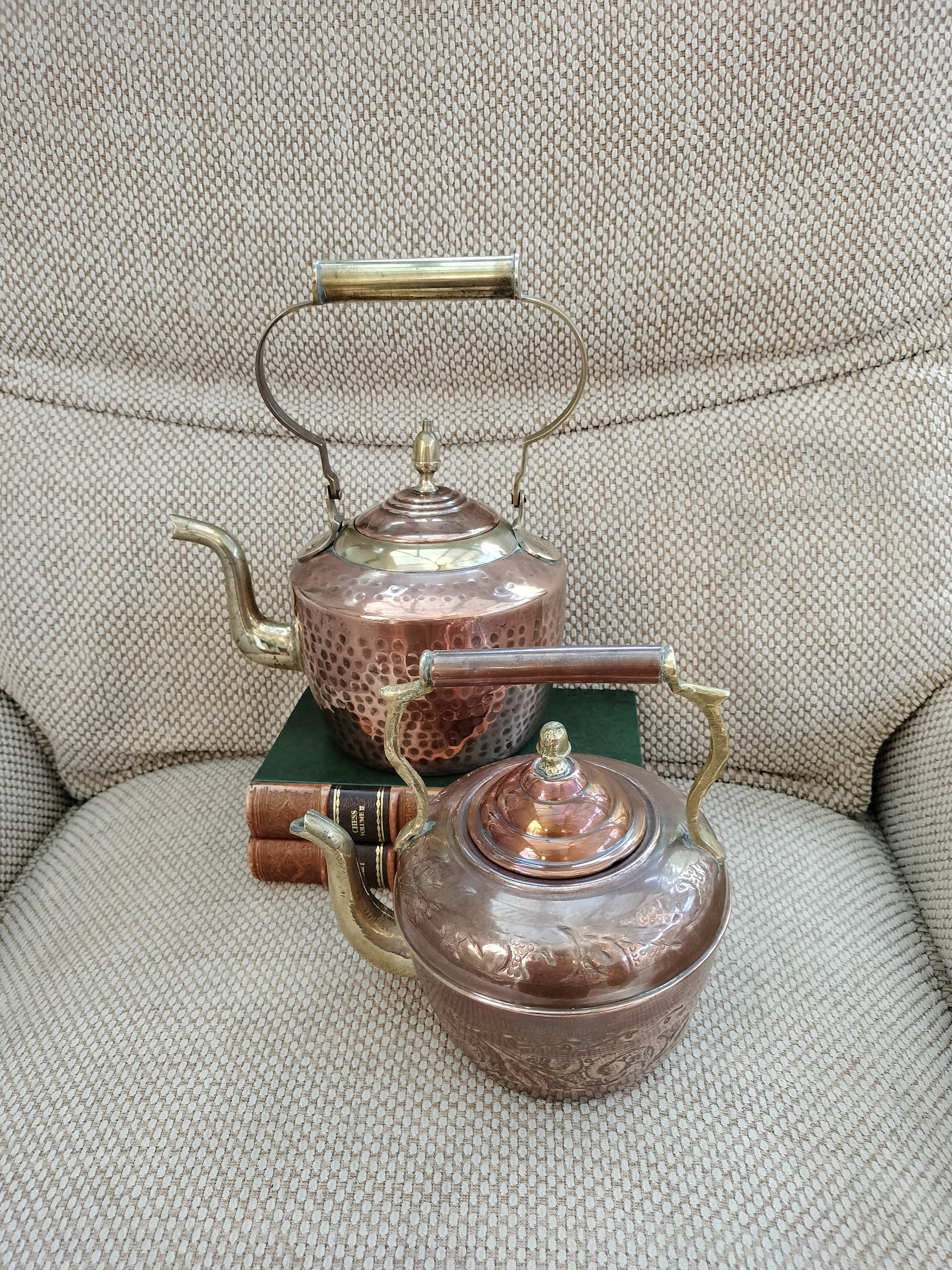 Vintage Antique Copper & Brass Water Kettle Moraccan Embossed