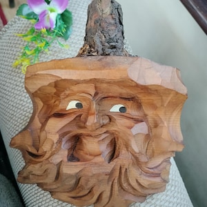 Tree Spirit, hand carved green man, face of the forest, nature lover gift