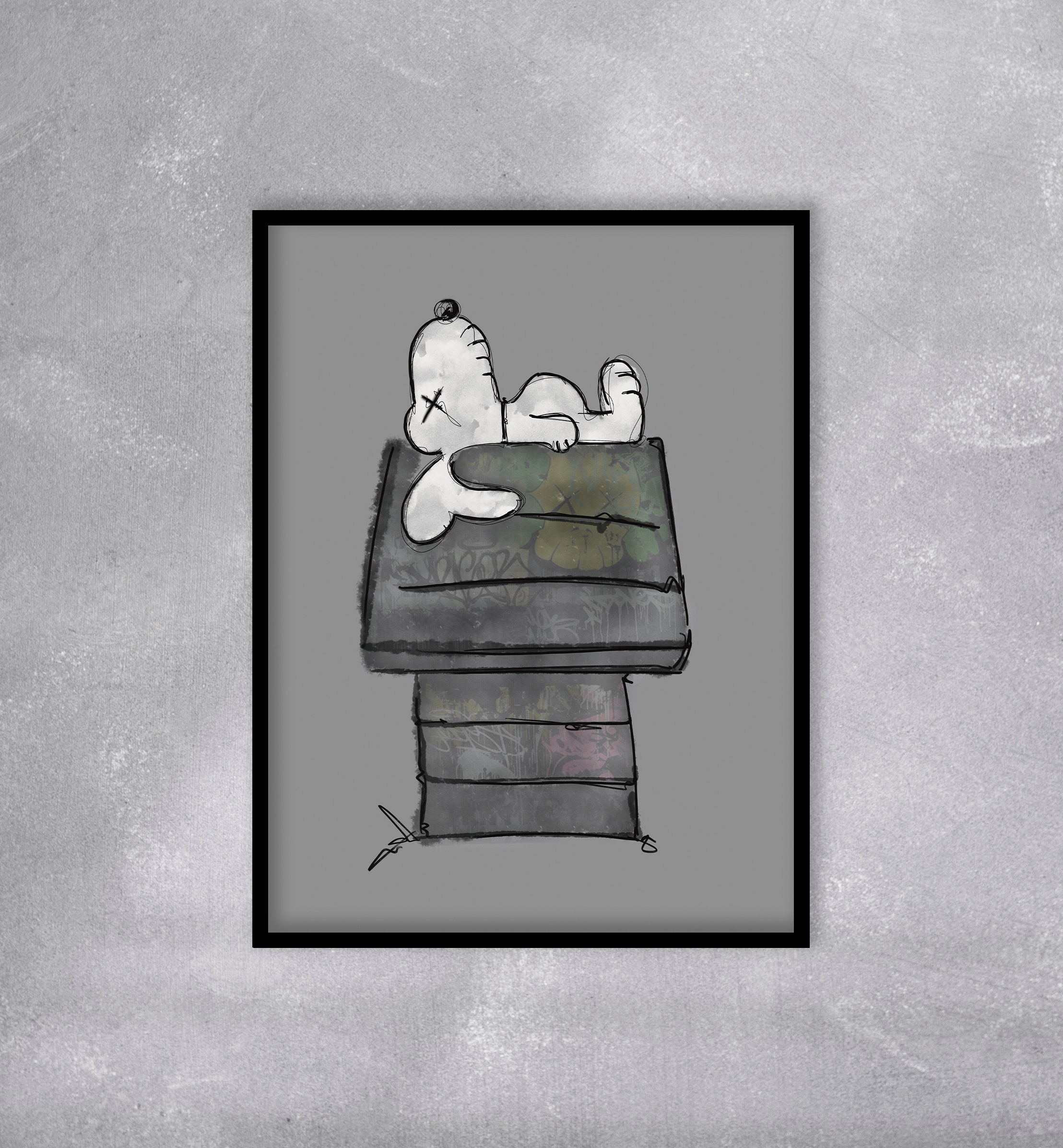 DIGITAL KAWS Snoopy Abstract Sketch Print POP Culture Wall Etsy