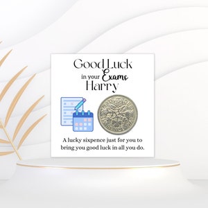 Good Luck Exams Gift For Boy Girl  - Lucky Sixpence Coin - Personalised Exams Gift  - GCSE Good Luck - A Levels Lucky Token