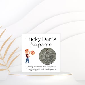 Cadeau darter - Lucky Sixpence Coin - dartteam - verjaardagscadeau vriend vader echtgenoot - Secret Santa Co Worker kousvuller