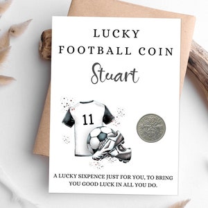 Football Gift For Son Husband Dad - Lucky Sixpence Coin - Personalised Football Gift For Men Boys - Stocking Filler For Teenagers
