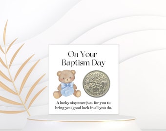 Baptism Gift For Boys - Lucky Sixpence Coin - Baptism Keepsake - Baptism Day - Blessing Gifts - Gift For Nephew Baptism