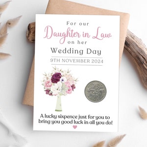 Our Daughter In Law On Wedding Day - Lucky Sixpence Coin for Bride - Daughter In Law Gift From Mother In Law - Good Luck Bride