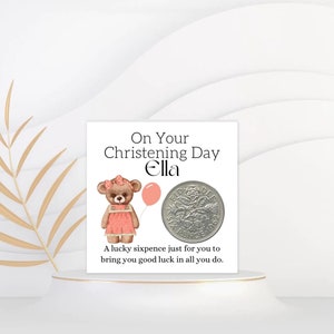 Christening Gift For Girls - Lucky Sixpence Coin - Christening Keepsake - Personalised Christening Gift - Blessing Gifts - Niece Christening