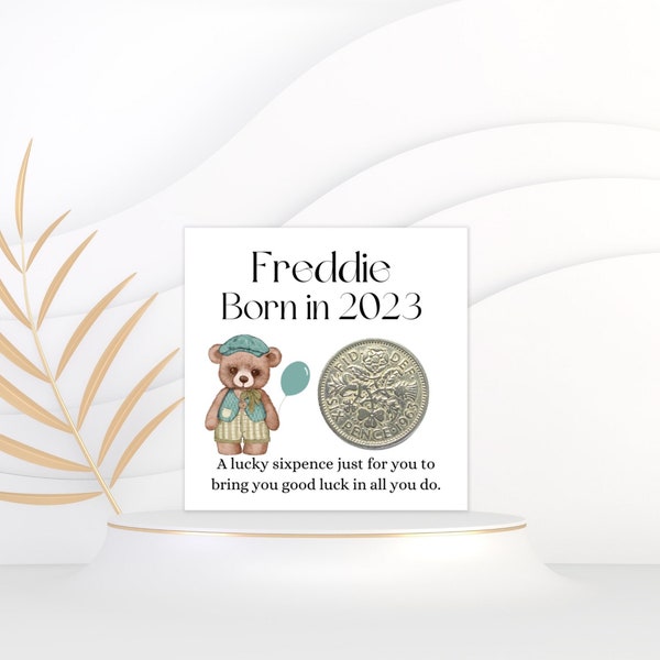 Born In 2023 Gift - Lucky Sixpence Coin - Baby 1st Birthday - Personalised Christening Gift - Blessing Gifts - Baptism Keepsake