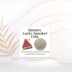 Snooker Gift For Men Women - Lucky Sixpence Coin - Personalised Snooker Player Christmas Birthday Present - Snooker Team -  Stocking Filler