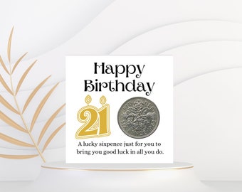 21st Birthday Gifts For Him Her - Lucky Sixpence Coin - Happy 21st Birthday - Birthday Gift For Son Daughter Sister Granddaughter Grandson