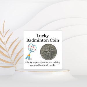 Badminton Gift For Men Women - Lucky Sixpence Coin - Badminton Player Christmas Birthday Present - Badminton Team - Secret Santa - Stocking
