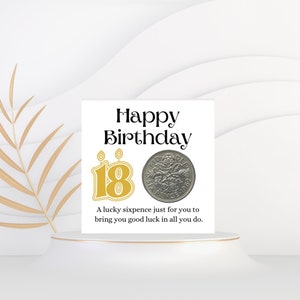 Cadeaux de 18e anniversaire pour fille garçon - Lucky Sixpence Coin - Joyeux 18e anniversaire lui elle - Cadeau d'anniversaire pour fils fille - Cadeau pour frère