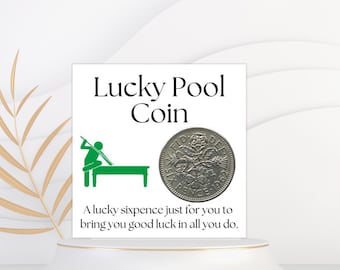 Pool Player Geschenk für Sie - Lucky Sixpence Münze - Geschenk für Pool Spieler Weihnachten Geburtstag - Pool Team - Secret Santa Co Worker Strumpf Fille
