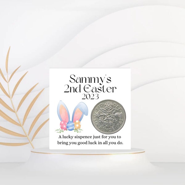 Easter Gift 2024 - Second Easter - Personalised 2nd Easter Gift For Boys Girls - Lucky Sixpence Coin - Easter Keepsake - New Parents Gift