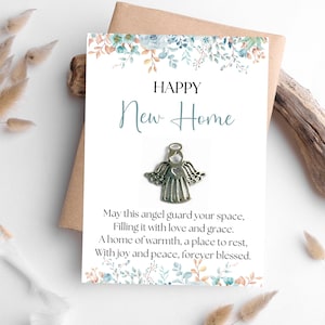 Cadeau Happy New Home - Souvenir d'un ange de poche - Cadeau de félicitations pour la première pendaison de crémaillère pour femme et homme - Nouveau propriétaire