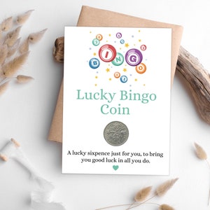 Prezenty Bingo - Szczęśliwa moneta sześciopensowa - Prezent nowatorski - Prezent na szczęście Bingo - Prezent świąteczny Nan Mum Friend - Wypełniacz skarpet - Tajemniczy Mikołaj