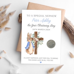 Regalo di battesimo per nipote - moneta da sei penny portafortuna - ricordo personalizzato del battesimo - regalo da zia zio a nipote - regali di benedizione