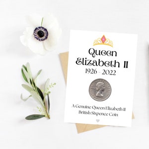La reine Elizabeth Repose en paix - Pièce de six pence porte-bonheur - RIP Reine Elizabeth - RIP Majesté la Reine - Mémorial de la reine d'Angleterre