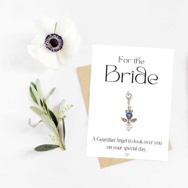 Something Blue For Bride - Angel Gift Bridal Wedding Gift For Her - Bride To Be - Wedding Bouquet Charm - Angel Keepsake
