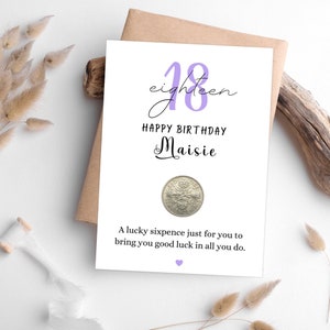 Cadeau souvenir du 18e anniversaire pour garçon fille - cadeau porte-bonheur 6 pence - cadeau souvenir personnalisé du 18e anniversaire pour fille, fils, petite-fille, garçonnet