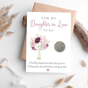 Daughter In Law On Wedding Day - Lucky Sixpence Coin for Bride - Daughter In Law To Be Gift From Mother In Law - Good Luck Bride