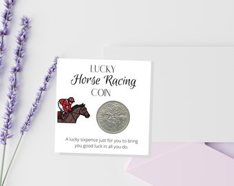 Lucky Horse Racing Münzgeschenk - Lucky Sixpence Münze - Glücksmarke für Ihn - Neuheit Geschenk für Ehemann Bruder Freund - Glücksbringer