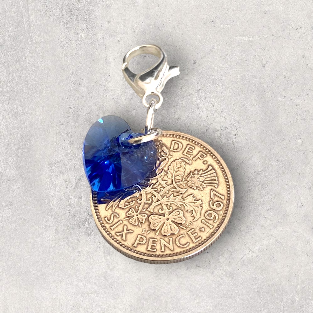 Wedding Bouquet Charm for Bride - Lucky Sixpence Charm - Something Blue ...