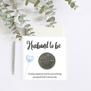 Regalo para el futuro esposo: moneda de seis peniques de la suerte: regalo para el futuro esposo, regalo de bodas para el novio, regalo de la novia