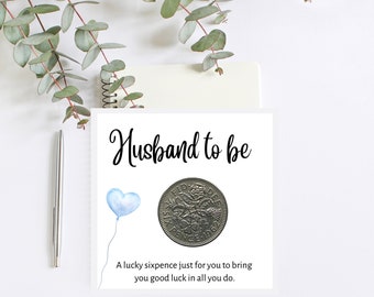 Husband To Be Gift - Lucky Sixpence Coin - Hubby To Be Present, Wedding Gift For Groom - Gift From Bride