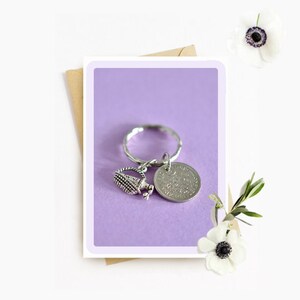 Gelukssleutelhanger voor haar, wijnbedel en zes pence sleutelhouder, feestgeschenken voor vrouwen