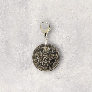 Charms pour cahier de voyageur - Accessoires pour carnet de voyage Pièce porte-bonheur de six pence - Cadeau pour amie, soeur, collègue - Cadeau de Noël pour femme