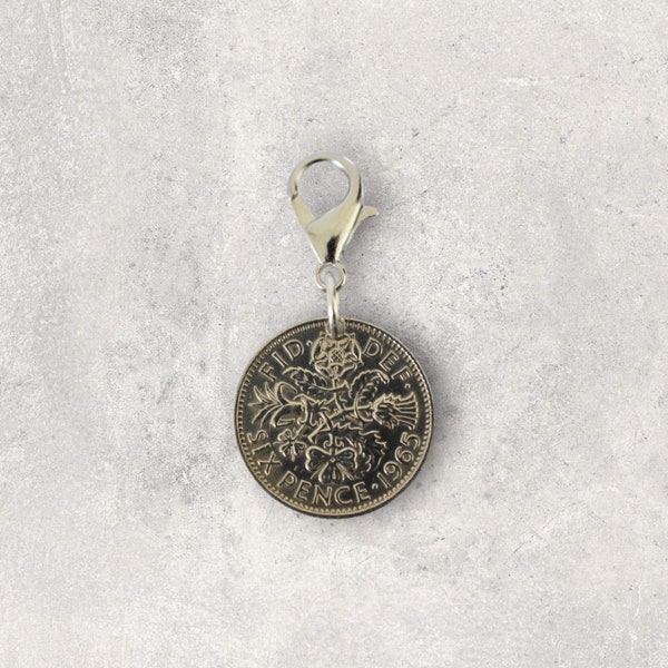 Travelers Notebook Accessories - Planner Journal Charm - Lucky Sixpence Coin - Gift For Friend Sister Co Worker - Christmas Gift Women