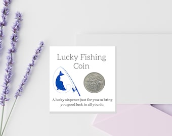 Fishing Gift for Fisherman - Lucky Sixpence Coin - Husband Brother Friend Gifts For Men - Novelty Gift Idea