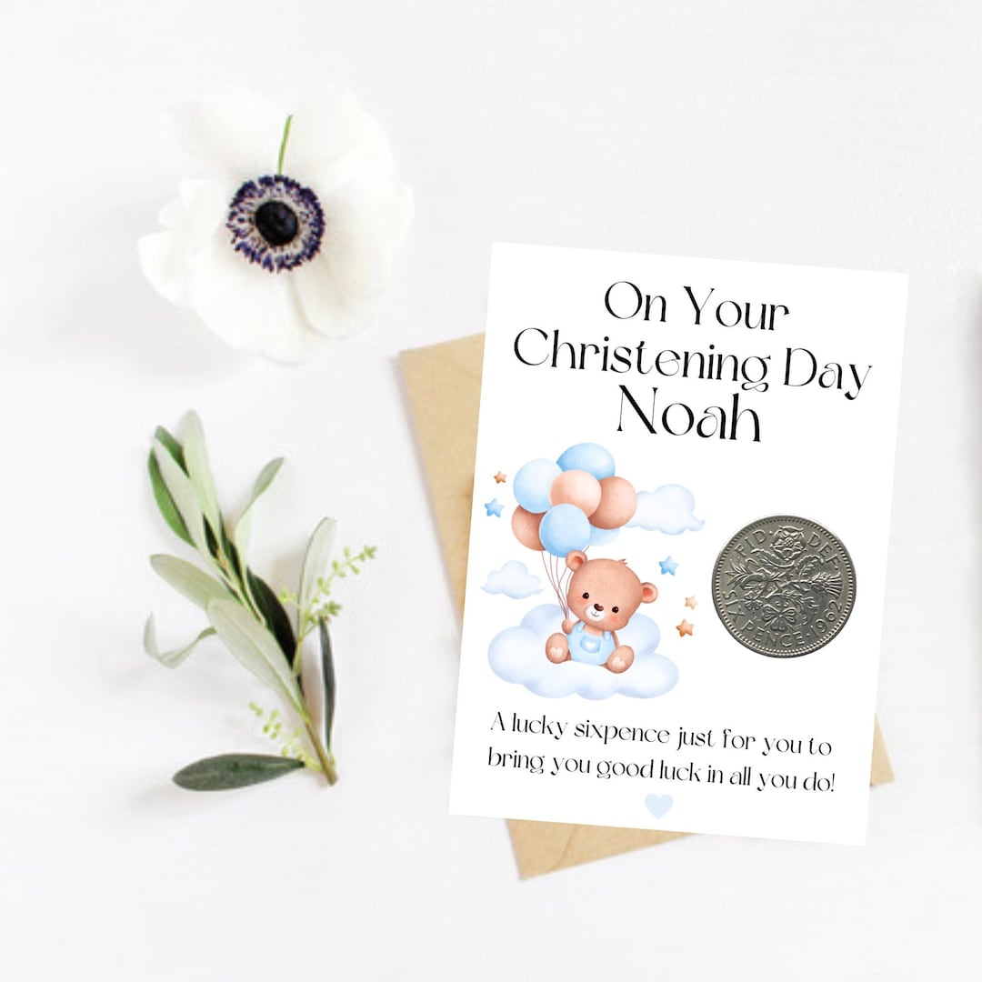 Personalised Christening Gift for Boys Lucky Sixpence Coin Etsy