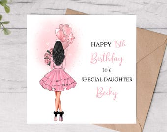 Personalised 18th Birthday Card Daughter Granddaughter Niece Goddaughter Sister Friend, Eighteenth Birthday Card For Her,  Milestone Card