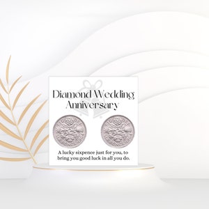 Regalo del 60.º aniversario de bodas para pareja - Moneda de seis peniques de la suerte - 60 años de aniversario de bodas - Boda de diamantes - Casado en 1964