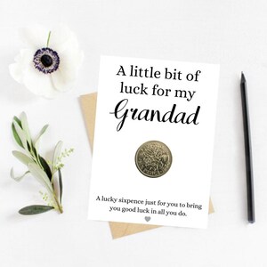 Regalo para el abuelo - Regalo de buena suerte - Moneda de seis peniques de la suerte - Regalo de Navidad de cumpleaños del abuelo - Regalo de los niños - Regalo secreto de Santa