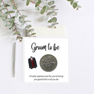 Idea de regalo para el futuro novio: Moneda de seis peniques de la suerte. Regalo para el futuro esposo. Idea de regalo de boda para el novio.