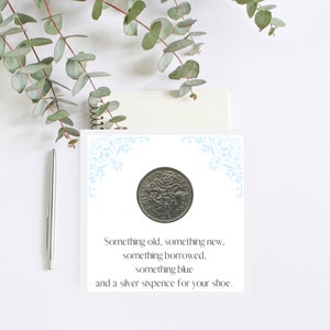 Regalo de boda para la novia - Moneda de seis peniques de la suerte - Algo viejo regalo de boda - Pequeño regalo para el día de la boda de la novia