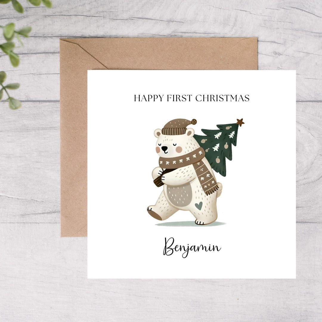 Biglietto di auguri di Natale personalizzato per il primo bambino, con design a forma di pupazzo di neve - Italia