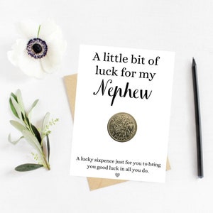 Cadeau porte-bonheur neveu - Cadeau militaire pour lui - Pièce de six pence porte-bonheur