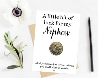 Nephew Good Luck Gift - Army Gift for Him - Lucky Sixpence Coin