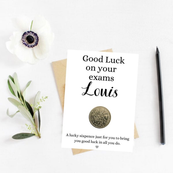 Good Luck Exams Gift - Personalised Gift For Son Daughter - Lucky Sixpence Coin - Good Luck Gift Him Her - Lucky Token - Gift For Nephew