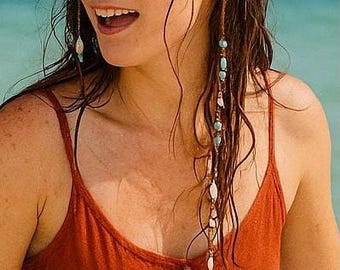 Handgemachte Meerjungfrau Haarverlängerungsclip | Kauri Muscheln, Ozean Perlen, Boho Style