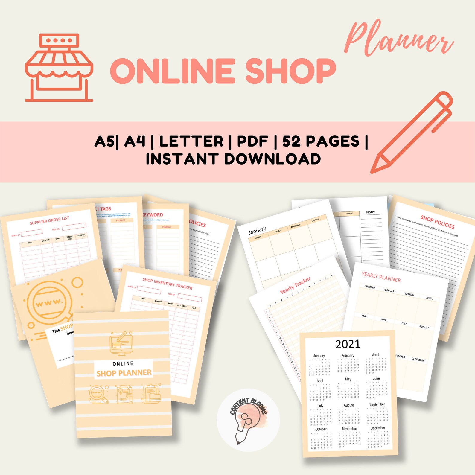 Online Shop Planner Printable for New Bosses Who Want to Plan Etsy