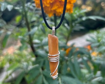 Handmade Lemurian yellow Rabbit hair QUARTZ CRYSTAL Wire Wrapped Necklace Reiki charged healing jewelry star seeds