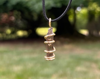 Handmade Dark Smokey Quartz crystal gold tone wire wrapped pendant reiki healing jewelry for anxiety/depression High quality