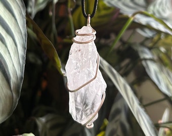 Handmade Natural Satyaloka quartz azeztulite Elestial crystal necklace Silver tone wire wrap Reiki Charged  Synergy 12 stone Satcitananda