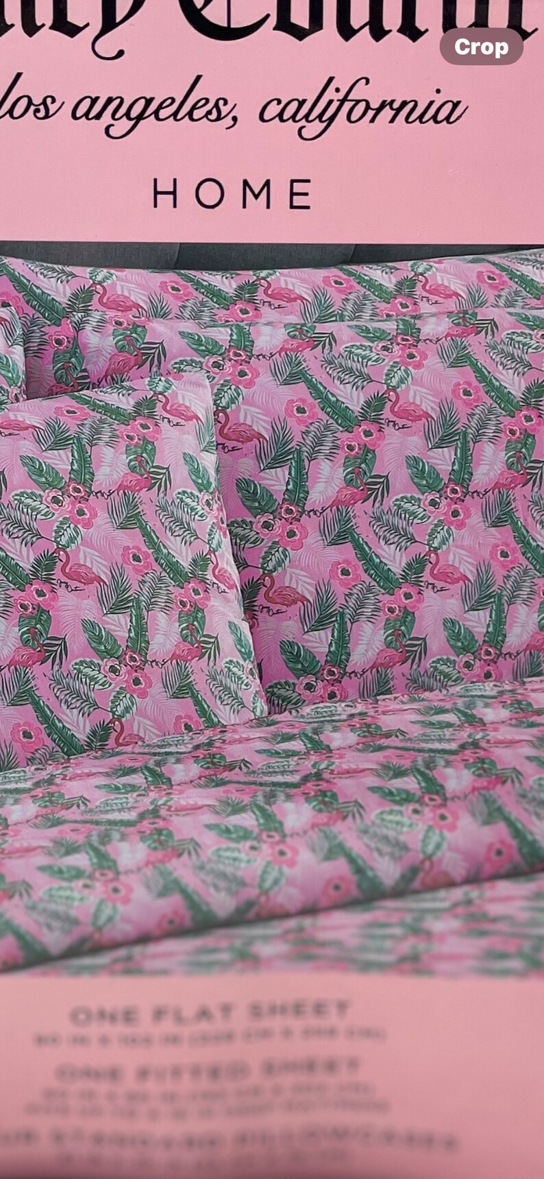 JUICY COUTURE Tropical Floral PINK Flamingo Queen Sheet Set New Etsy